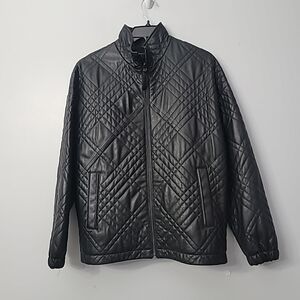 Katherine Kelly Genuine Lamb Leather Long Sleeve Mockneck Zip Front Jacket
